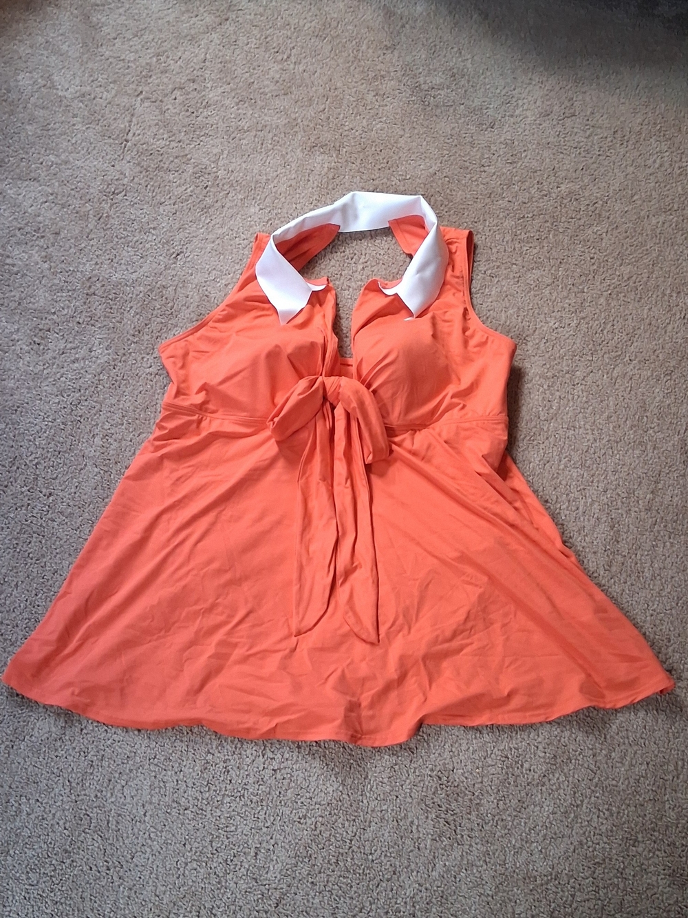Lands End Women's Polo Collar Tie Front Swimsuit